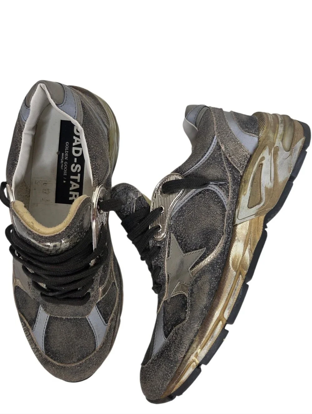 GOLDEN GOOSE DAD-STAR Metallic Gray Sneaker